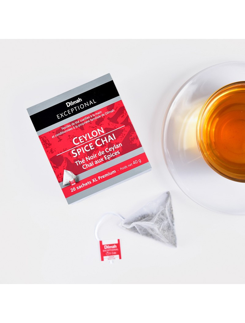 Thé noir de Ceylan Chaï aux 4 épices en sachets Thé noir de Ceylan Chaï aux 4 épices en sachets