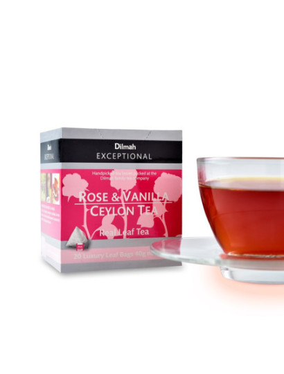 Thé noir de Ceylan à la rose et à la vanille infusé sachets
