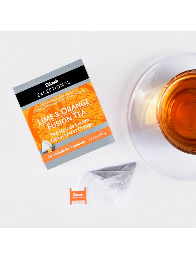 Thé noir Ceylan aromatisé au citron vert et à l'orange sachets Thé noir Ceylan aromatisé au citron vert et à l'orange sachets